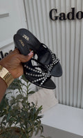 Isla black slipper heels