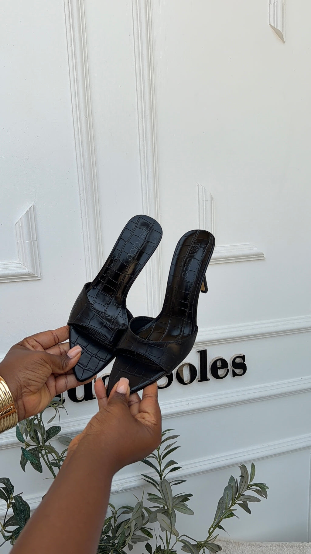Marcia black slipper heel