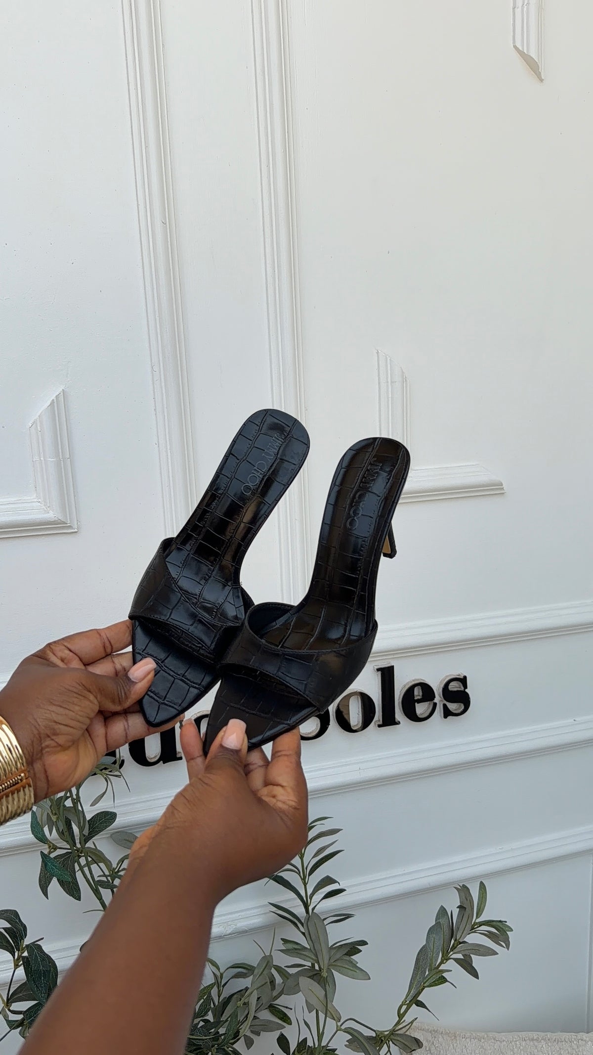Marcia black slipper heel