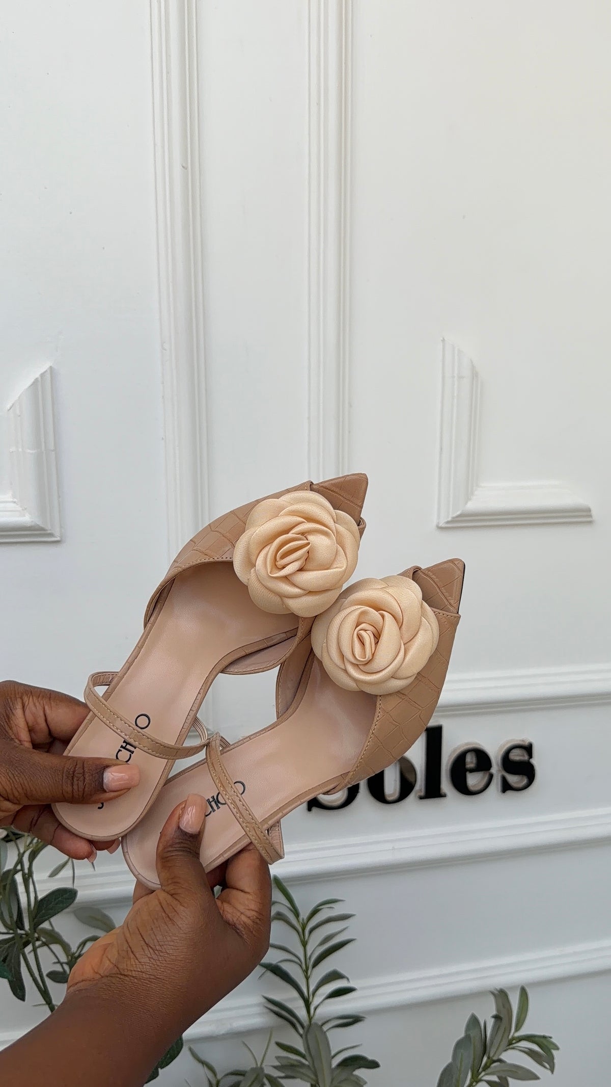 Rosy apricot sandal heels