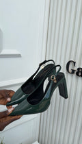 Lyra green mid heels