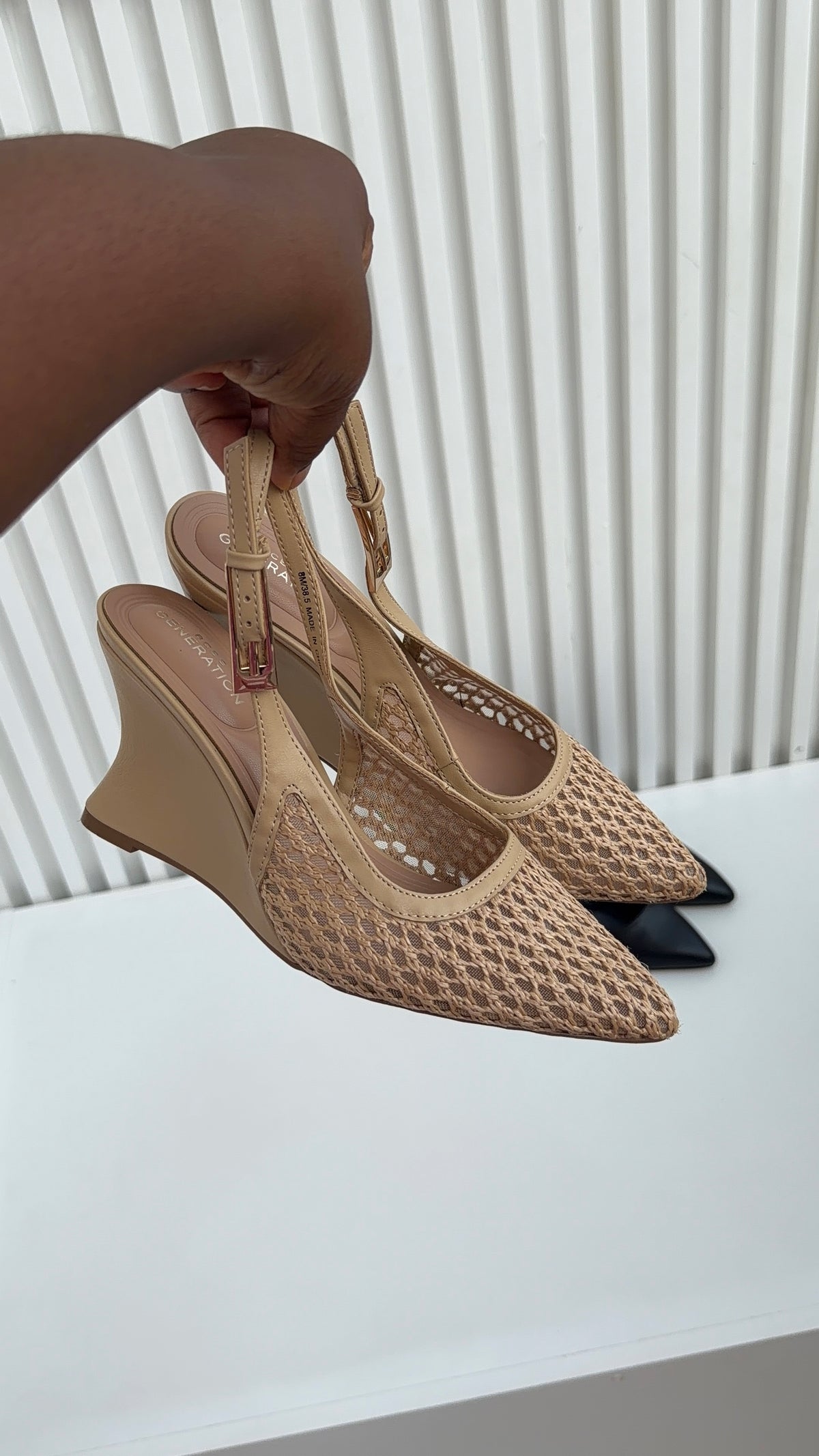 Gia mesh wedge heels
