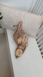 Rosy apricot sandal heels