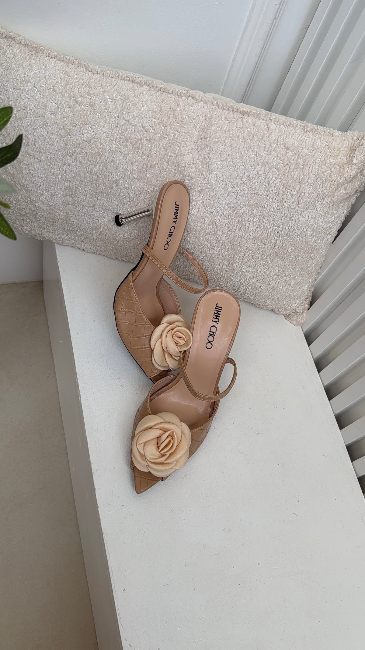 Rosy apricot sandal heels