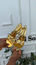 Millan strapy gold heels