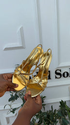 Millan strapy gold heels