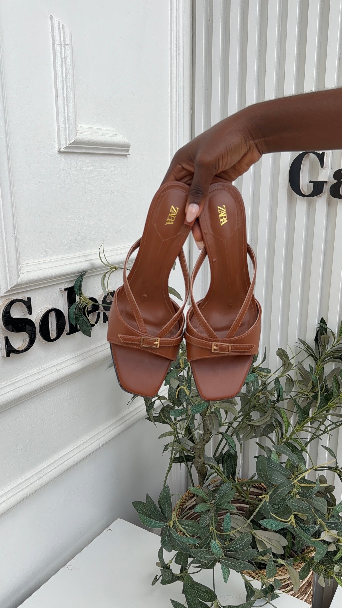 Cannes brown slipper heels