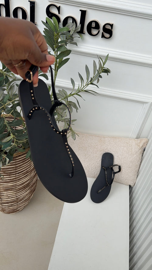 Ari black flat sandals