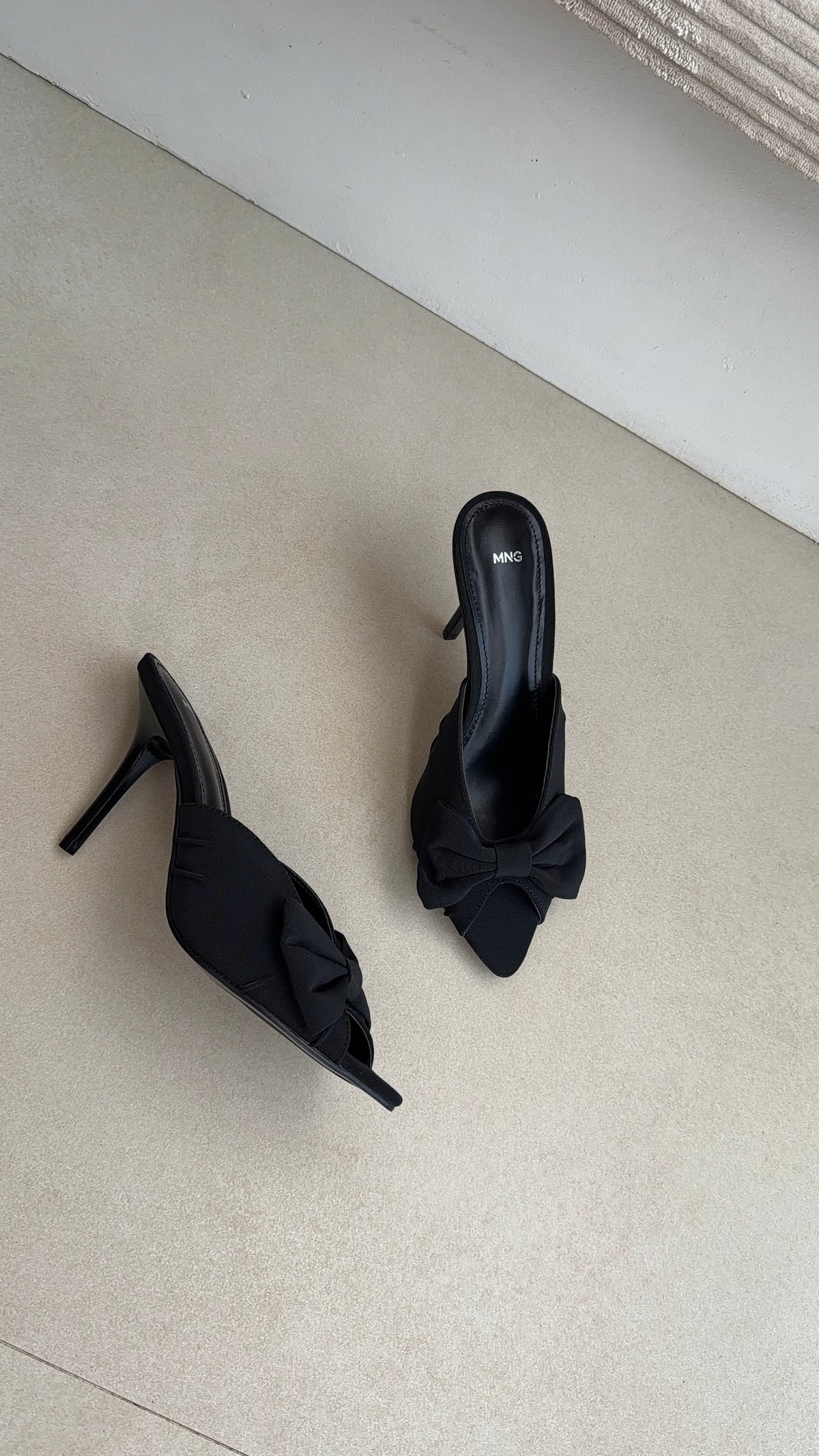 Flora black slipper heels