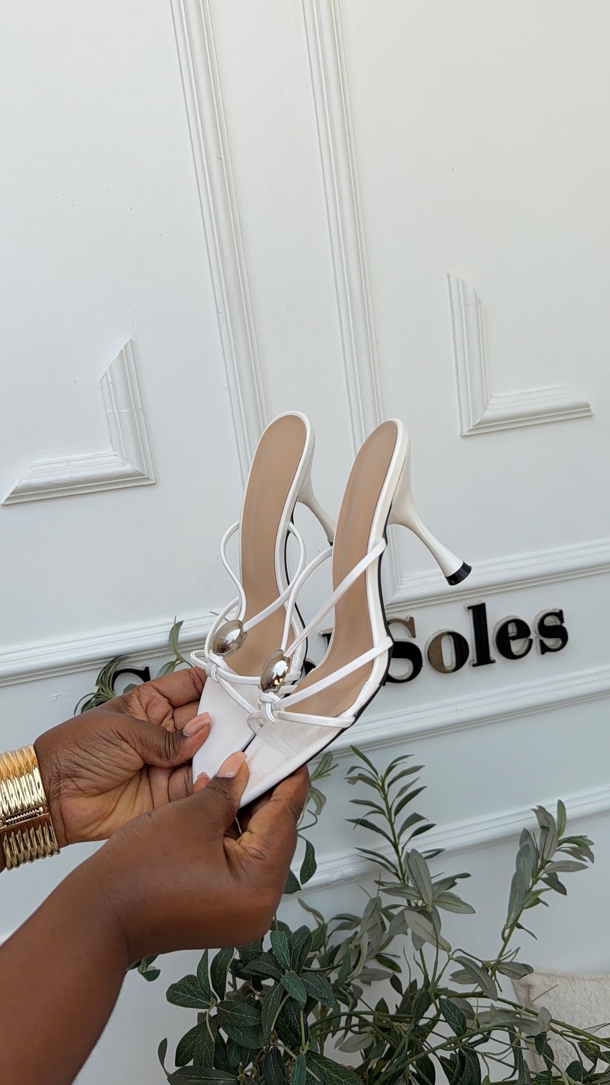 Ryn white slipper heels