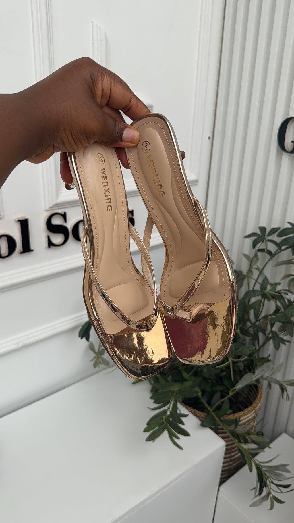 Enam gold kitten heels