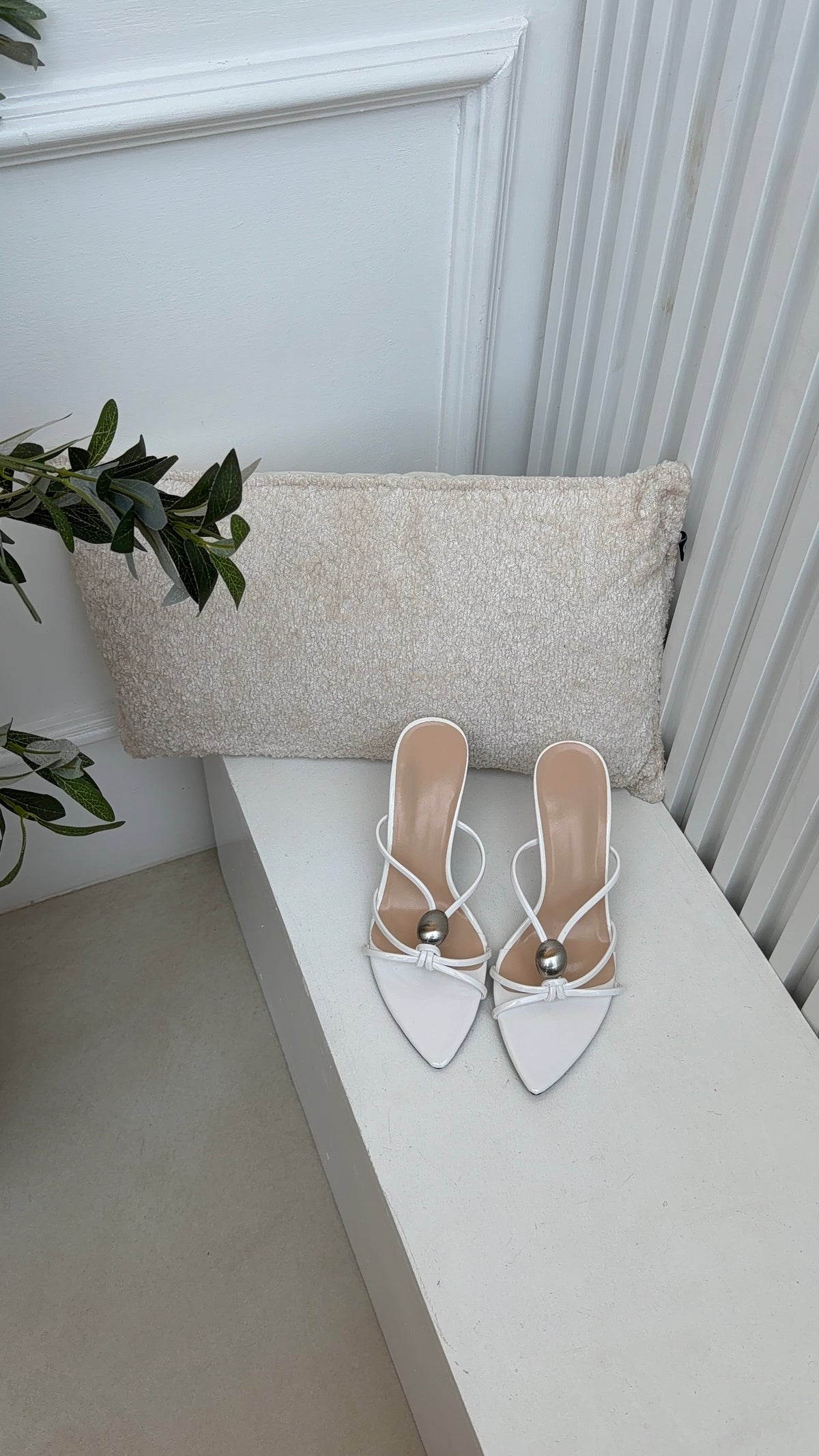 Ryn white slipper heels