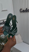 Isla green slipper heels