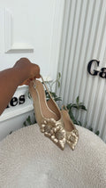 Hazel Gold Flat Sling Back