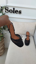 Yoda Meshed Slingback heels Black