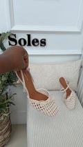 Yoda Meshed Slingback heels Nude