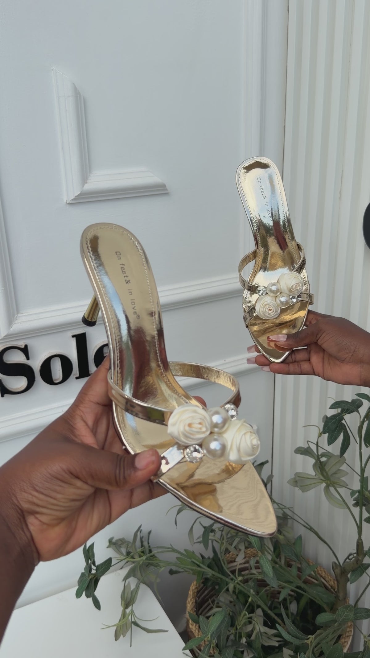 Nola gold slipper heels